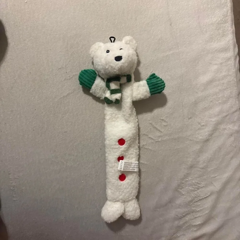 White and green polar bear DOG TOY with squeaker